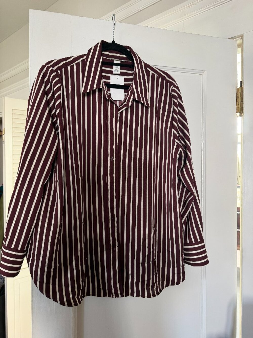 NWT H&M Burgundy Striped Button Down, sz XL